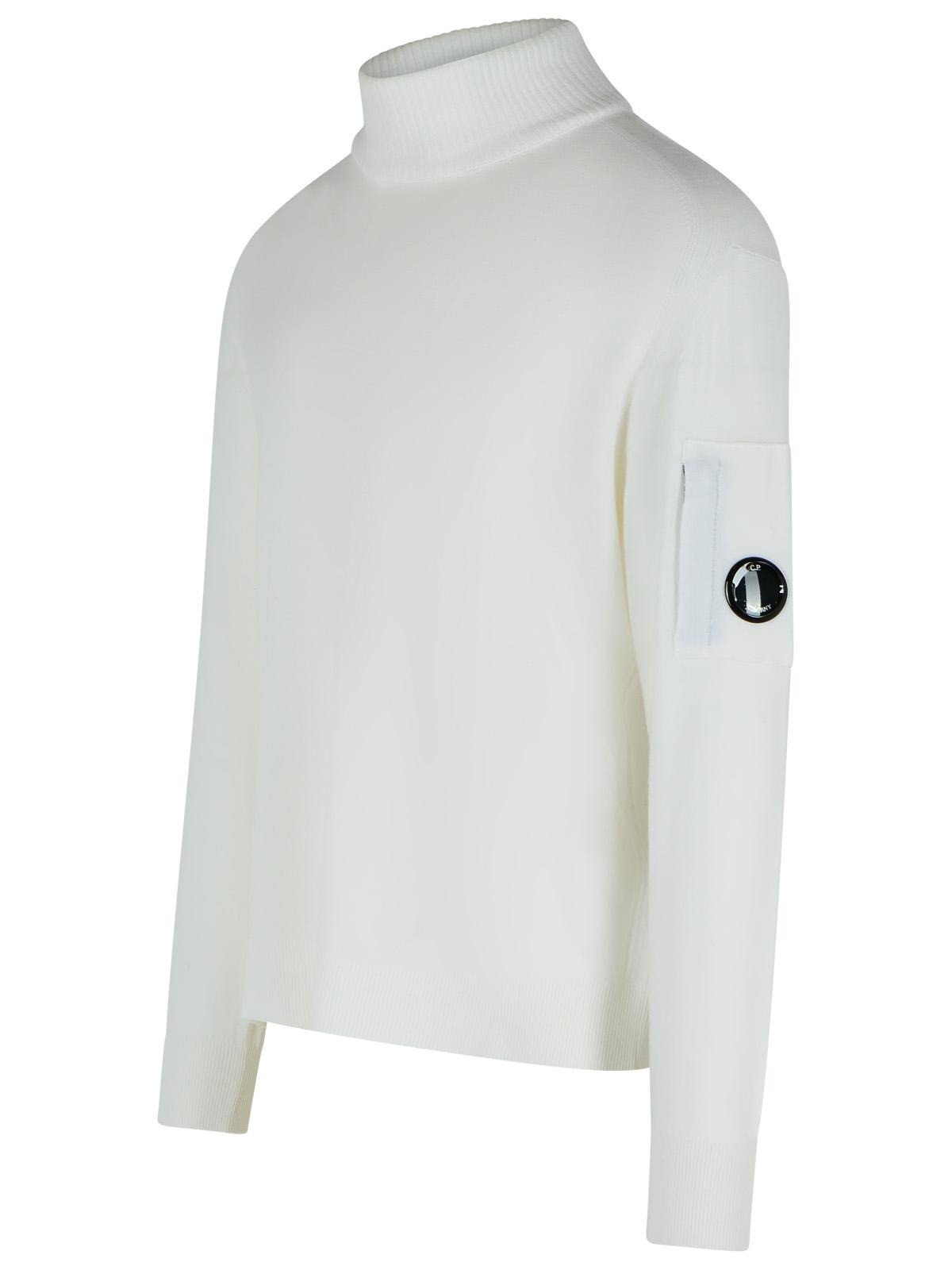 C.P. Company 'Lens' Turtleneck Sweater In White Virgin Wool Blend Men - 2