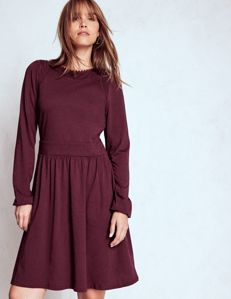 Mila Short Jersey Dress-Dark Cherry 5