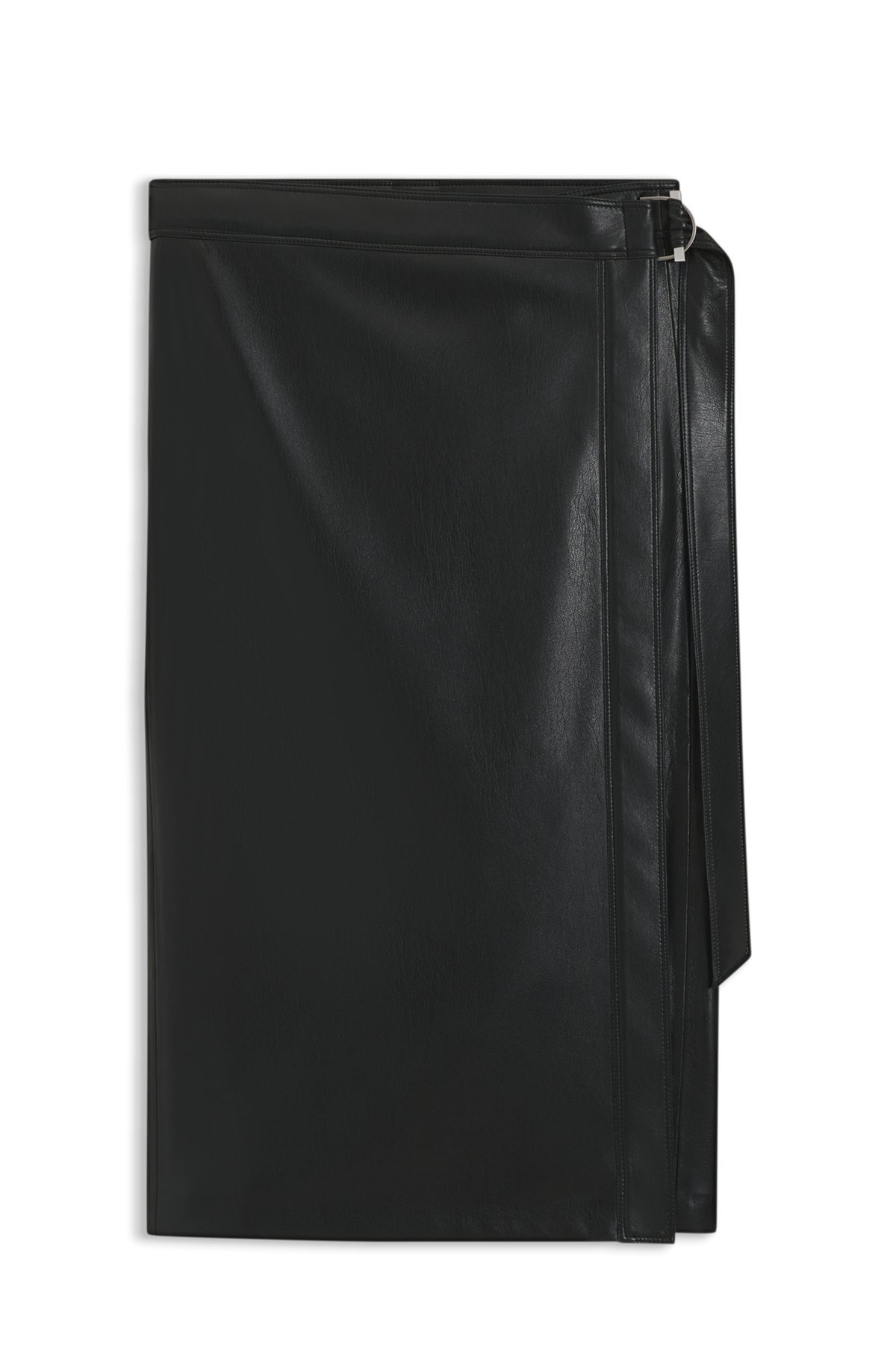 FAUX-LEATHER SKIRT WITH WRAP FRONT - 1