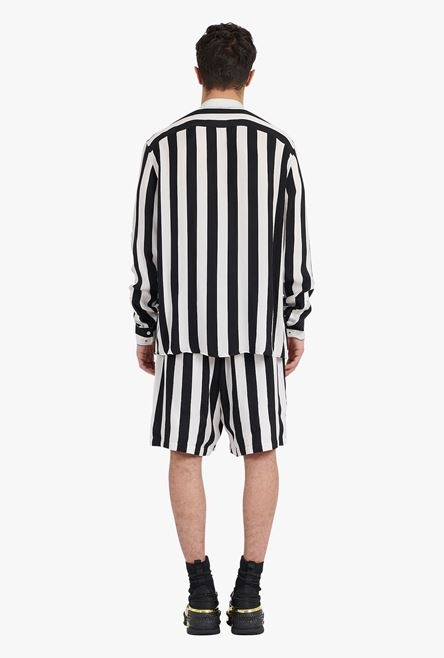 Oversized black and white striped cuprammonium shirt - 3
