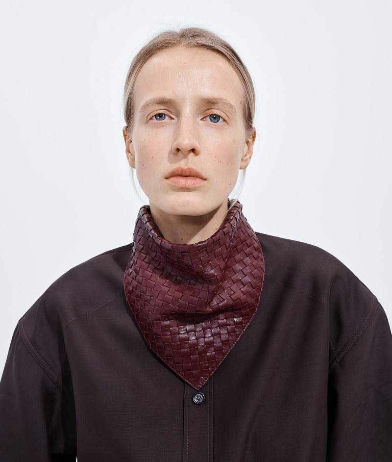 Bottega Veneta Leather Intrecciato Foulard outlook