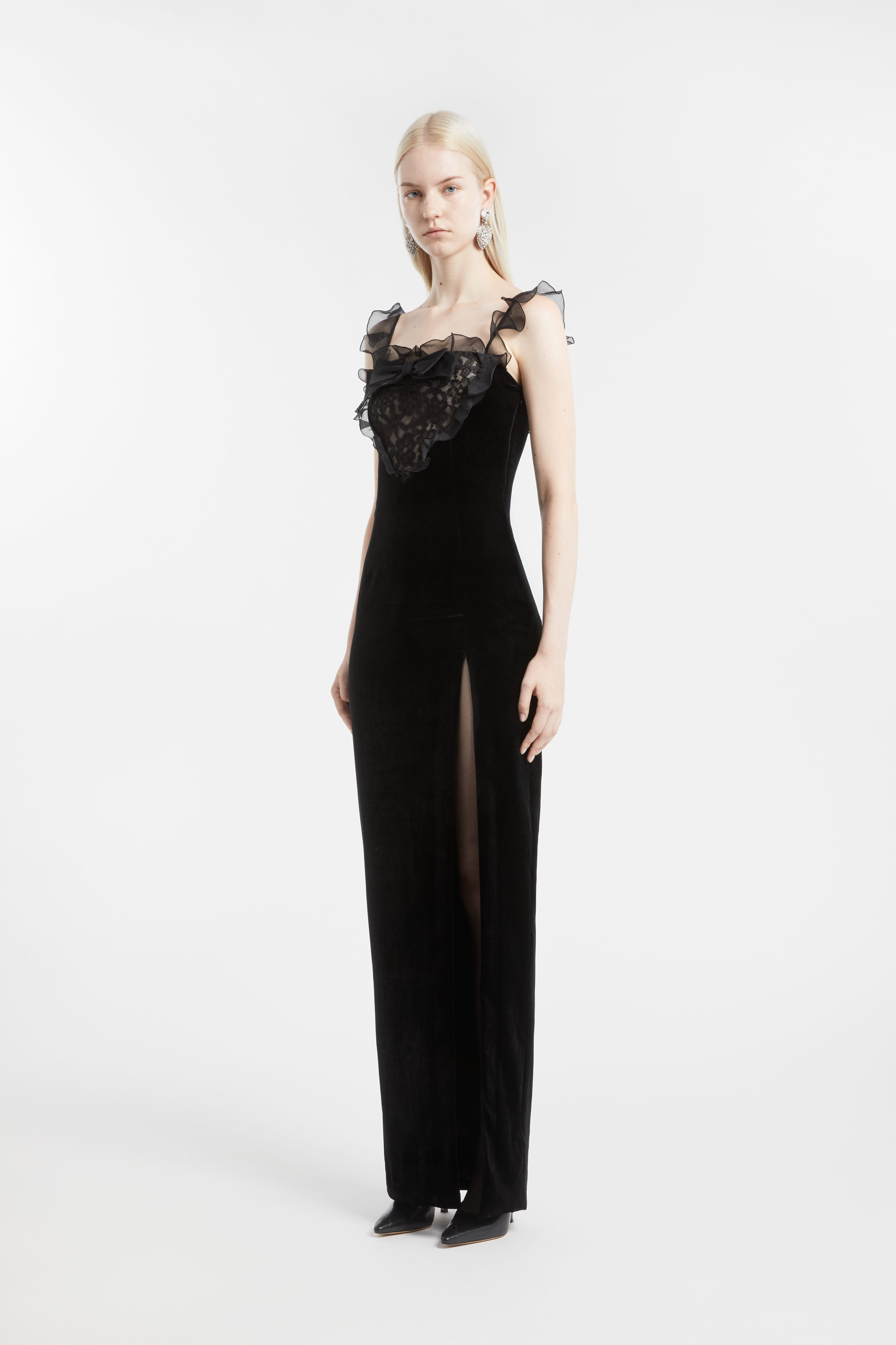 VELVET DRESS WITH LACE BUSTIER - 3