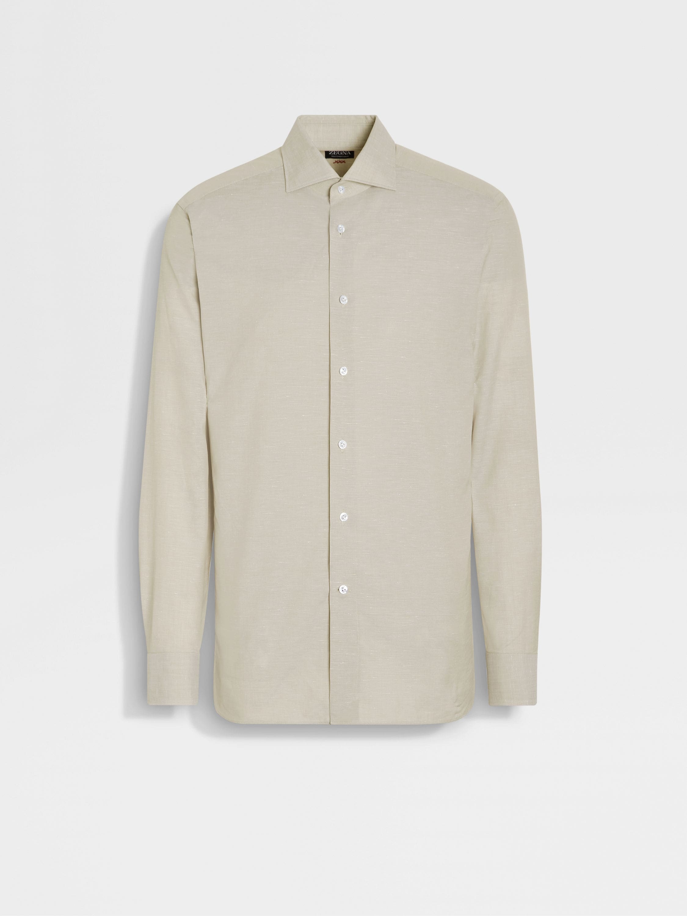 OLIVE GREEN CENTOVENTIMILA COTTON AND LINEN SHIRT - 1