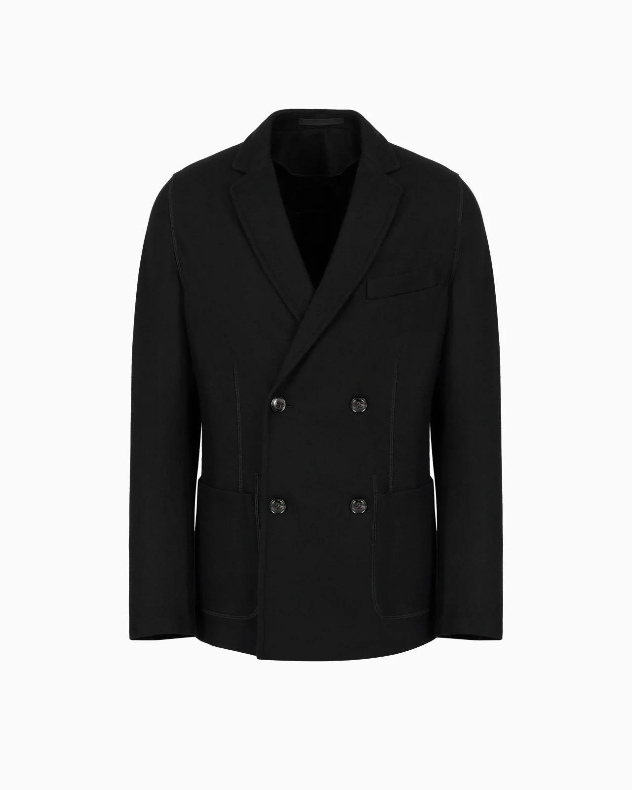 Icon double-breasted jacket in fulled cashmere interlock - 1