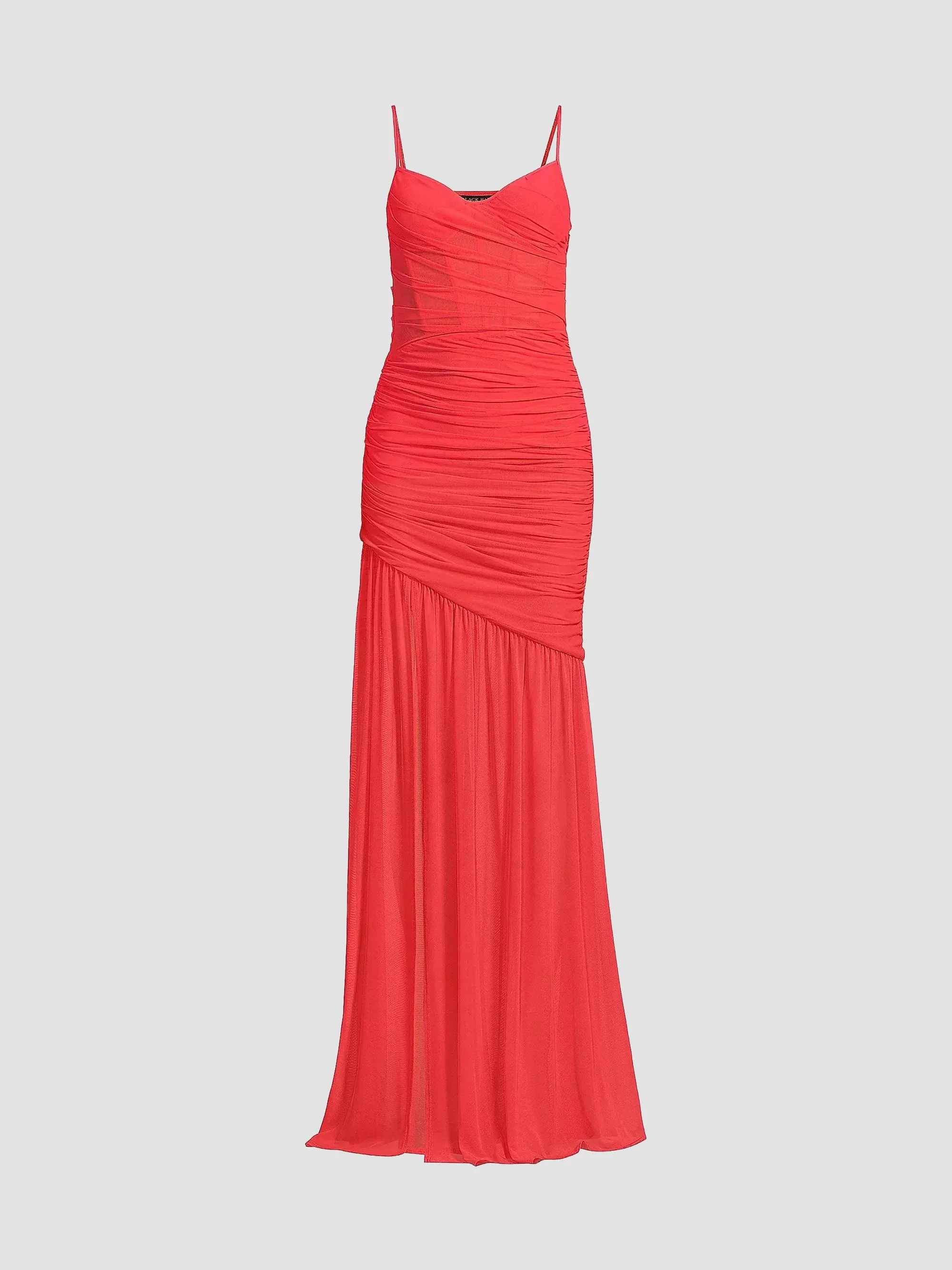 Women's Kristen Shirred Chiffon Gown - Coral - 1