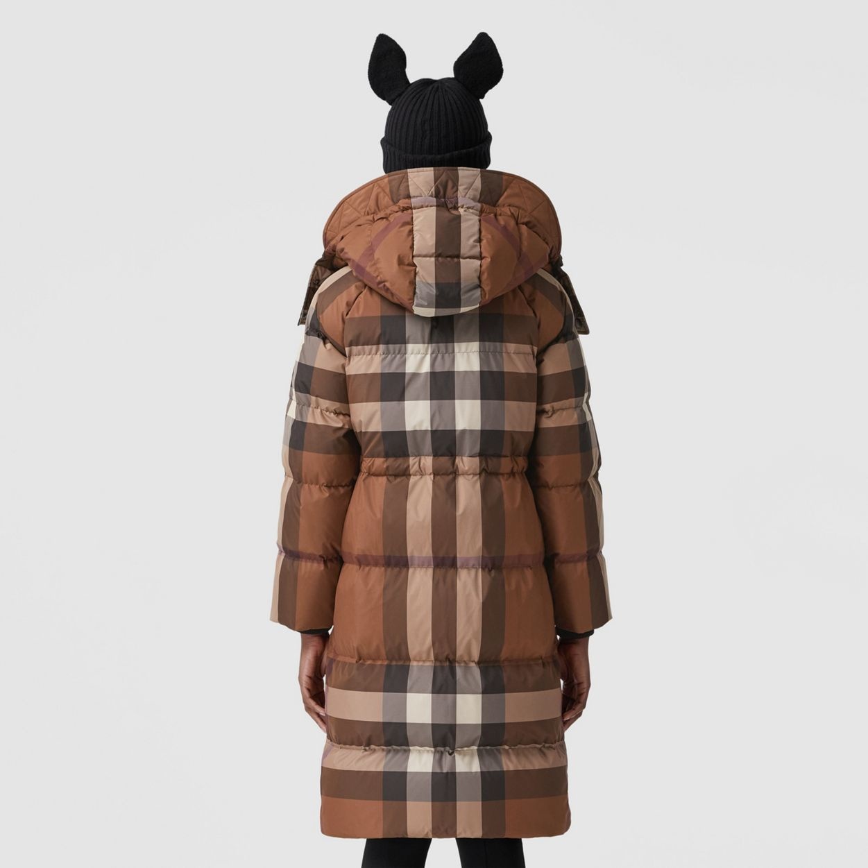 Detachable Hood Check Puffer Coat - 4