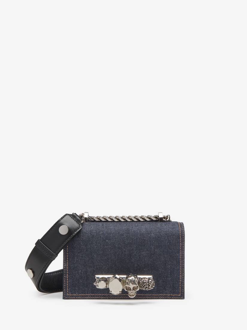 Women's The Biker Mini Jewelled Satchel in Denim - 1