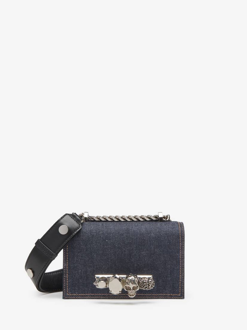 Women's The Biker Mini Jewelled Satchel in Denim 1
