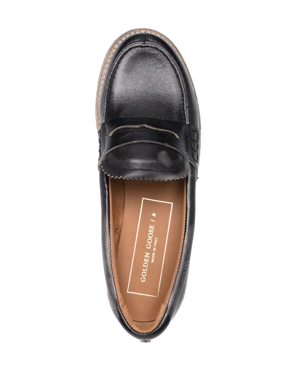 distressed effect logo-print loafers - 4
