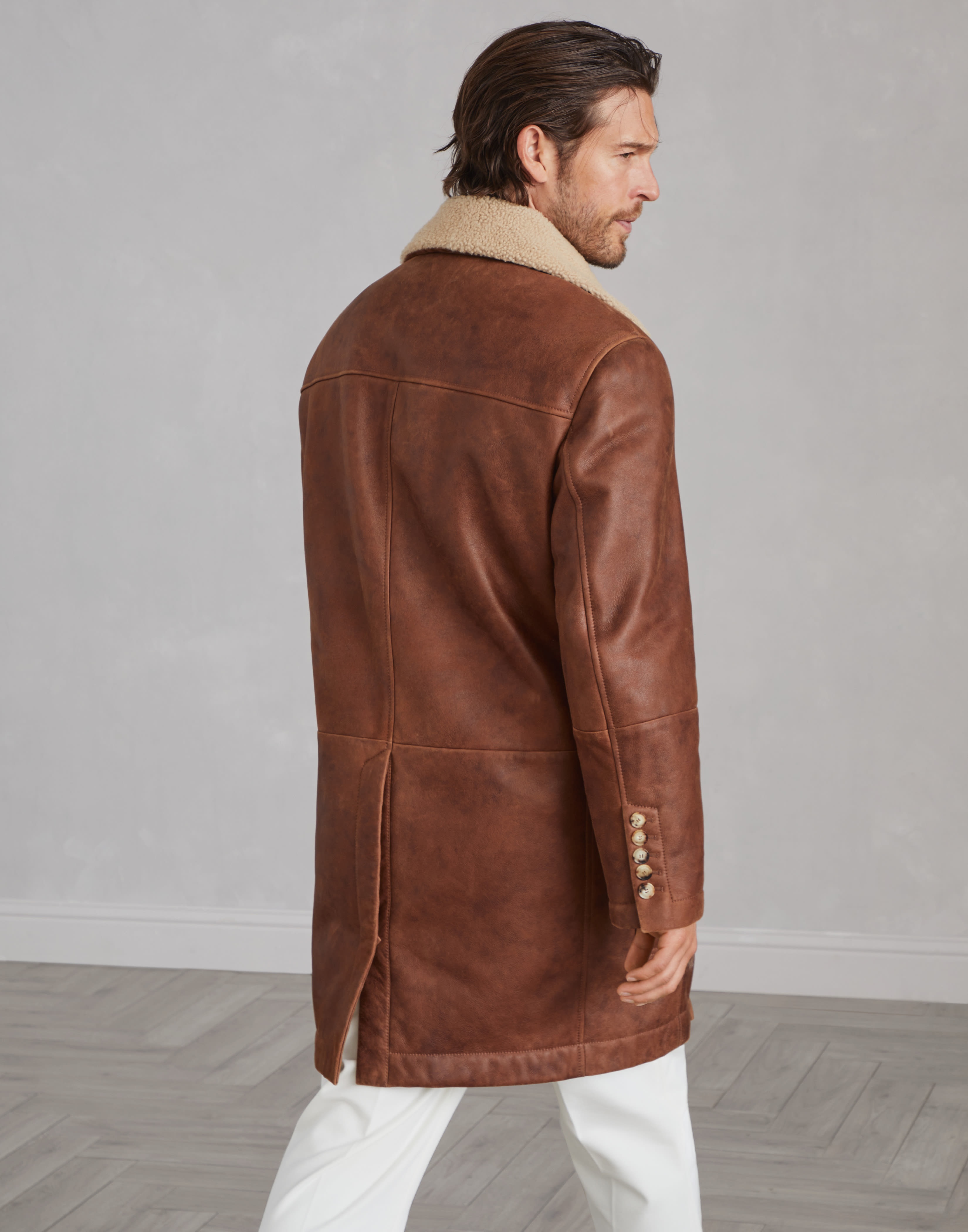 Nappa-effect shearling double-breasted coat - 2