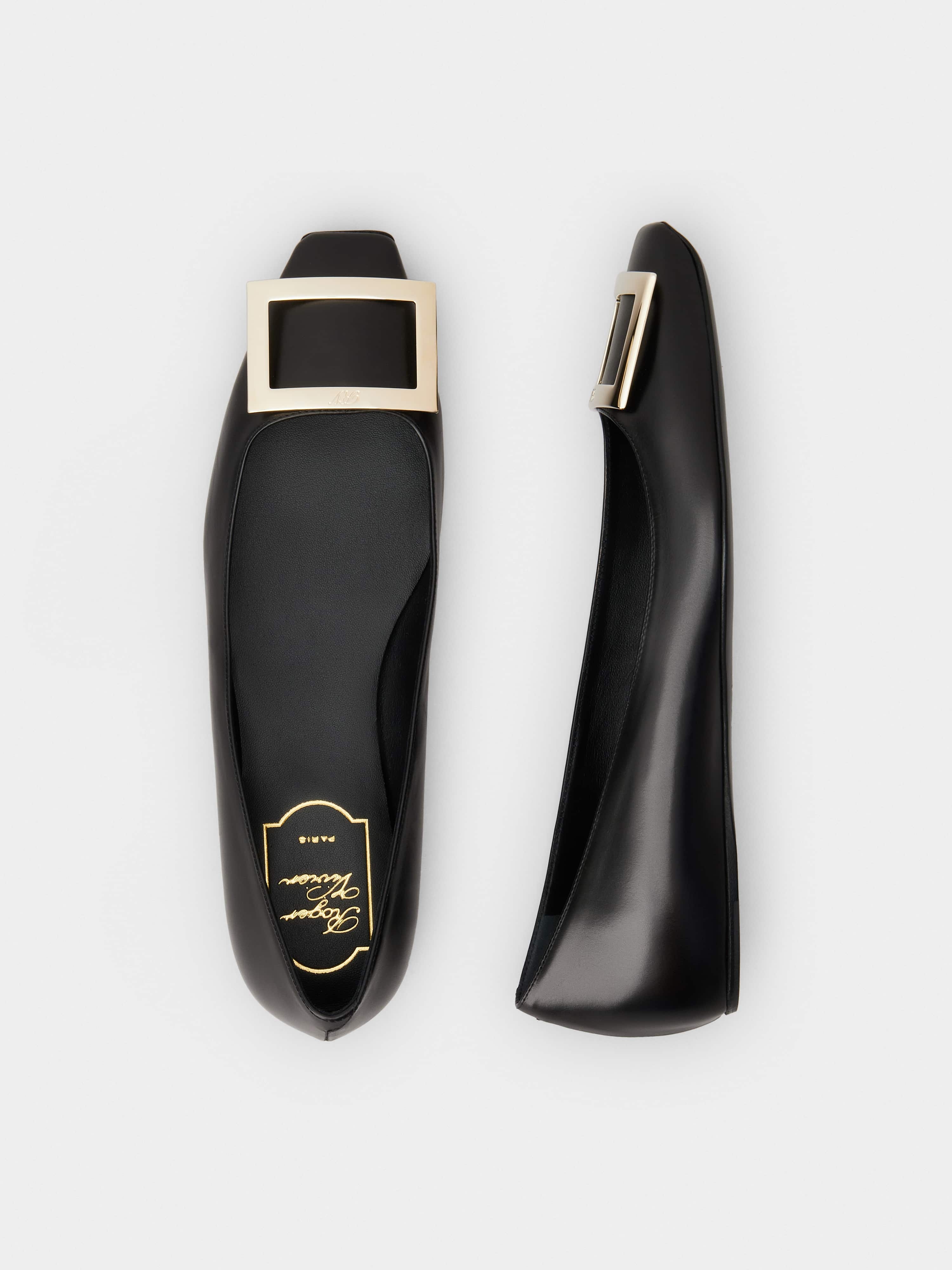 Trompette Metal Buckle Ballerinas in Leather - 4