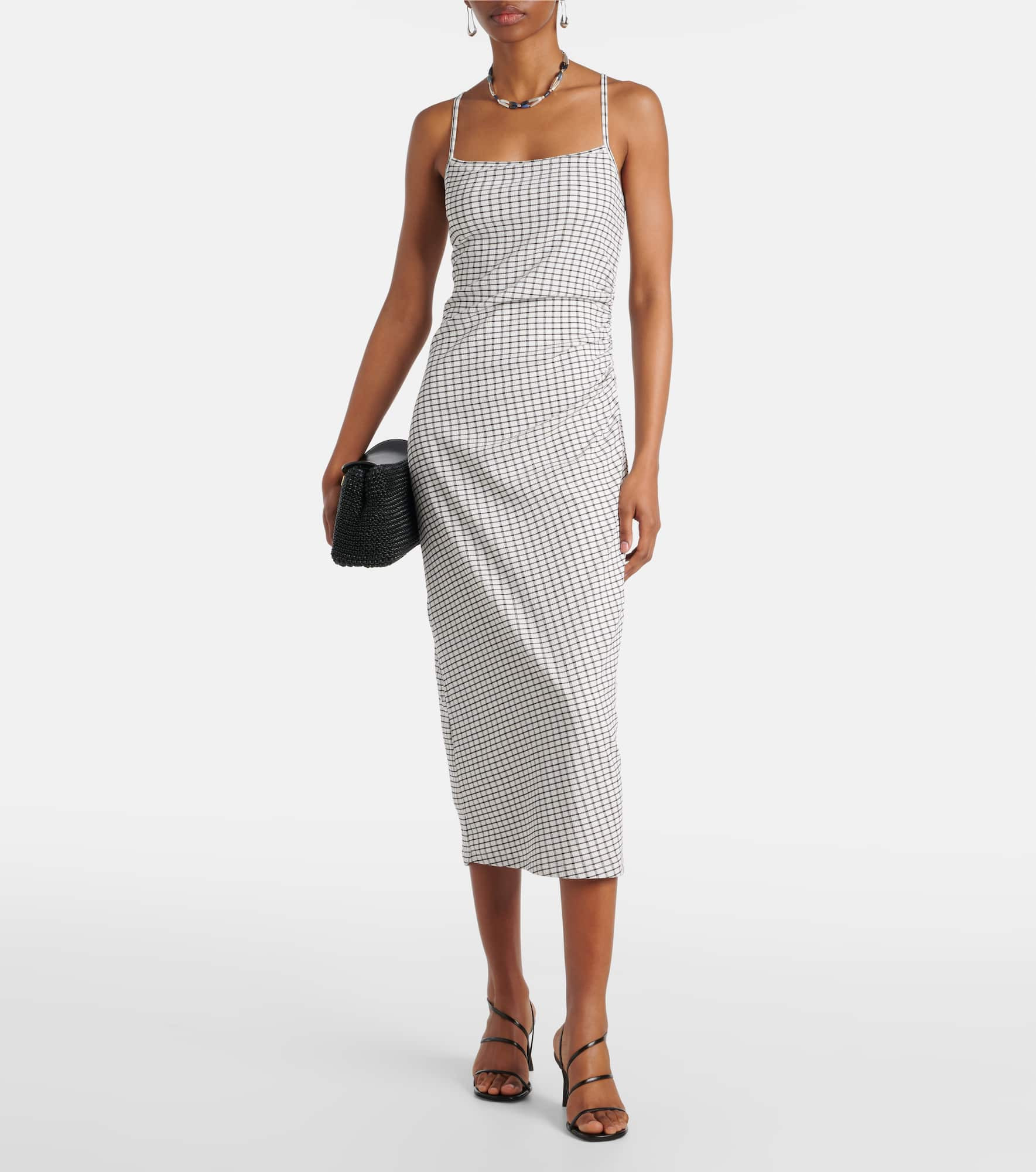 Checked ruched midi dress - 2