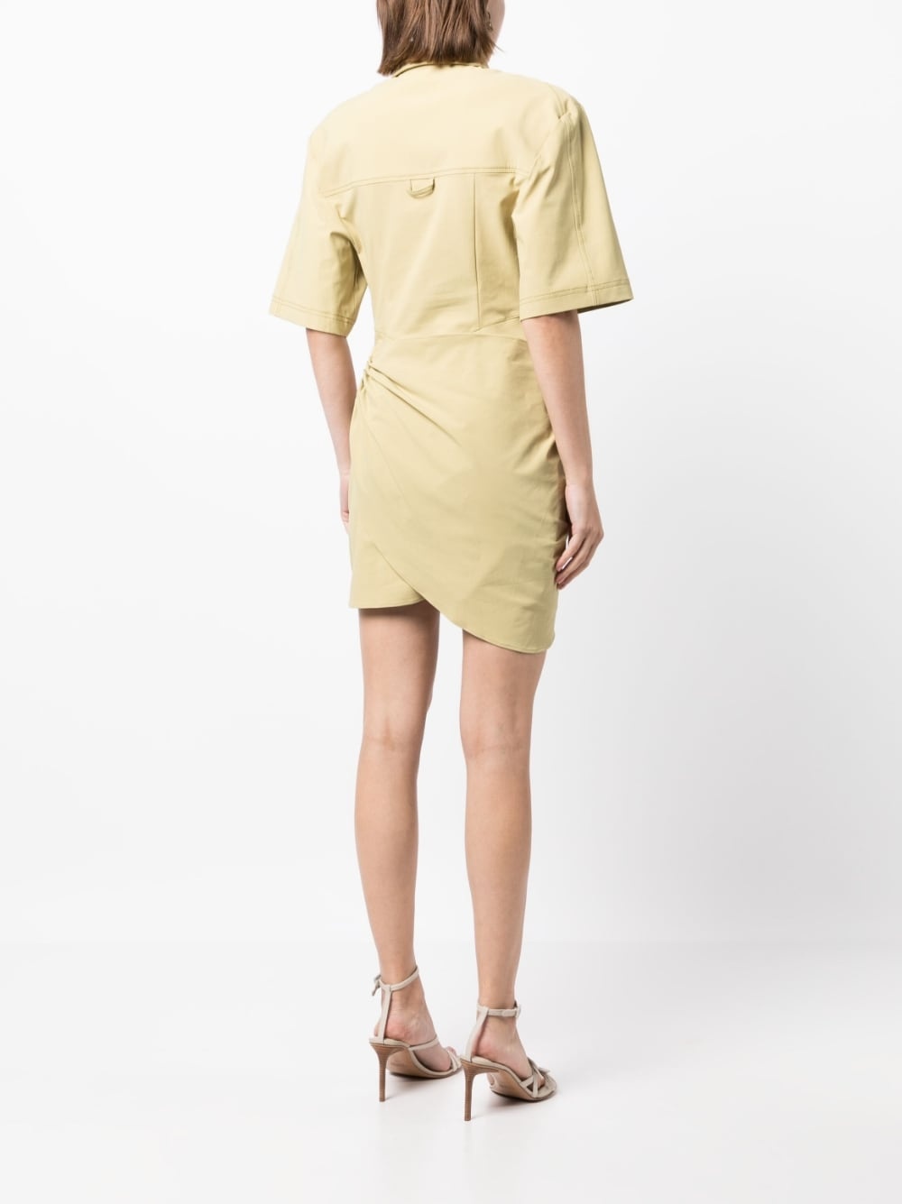 gathered-detail shirt dress - 4