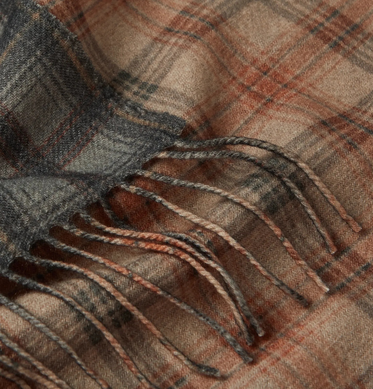 Fringed Checked Wool and Cashmere-Blend Scarf - 3