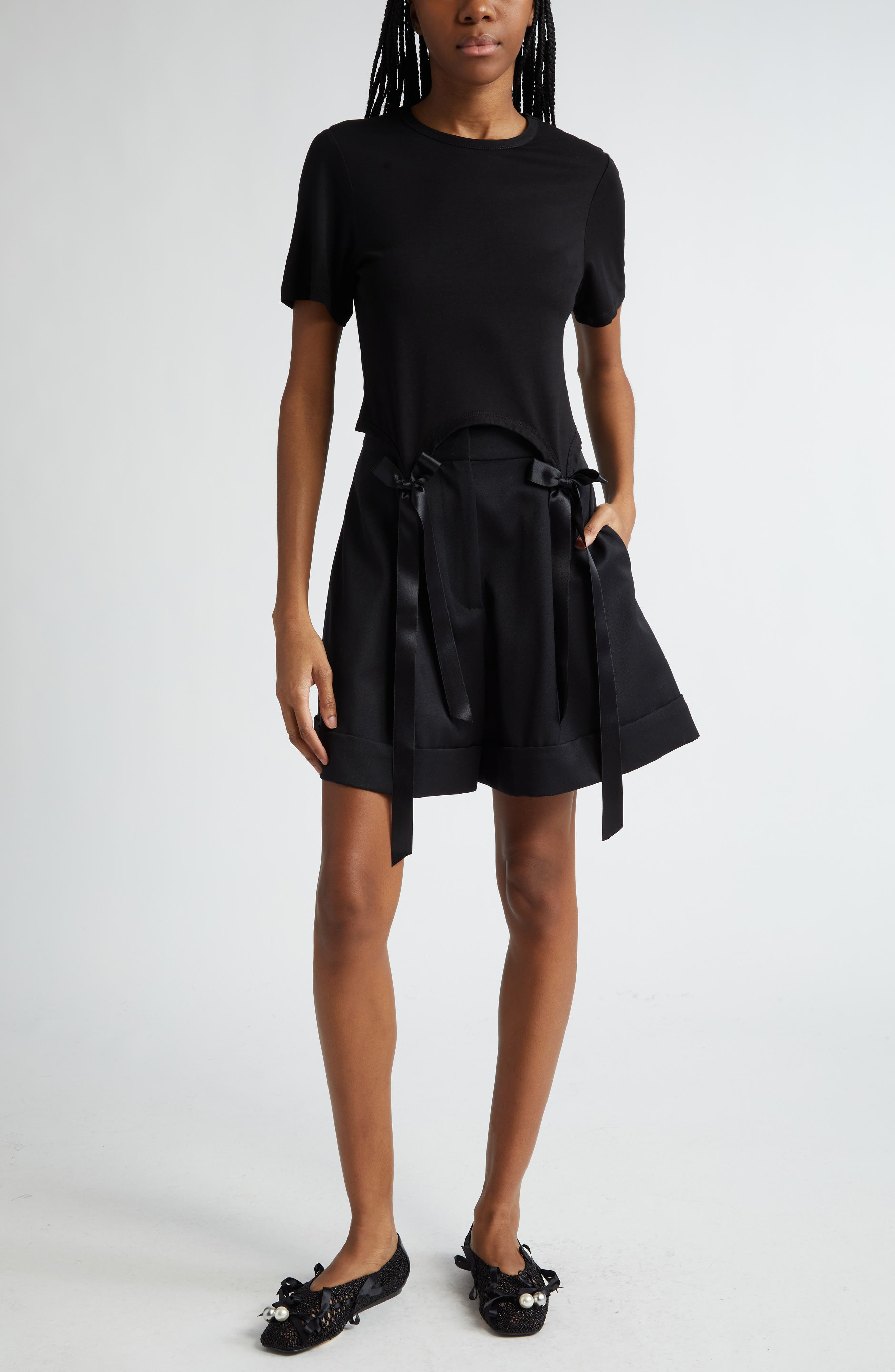 Simone Rocha Easy Bow Tails Cotton T-Shirt in Black at Nordstrom - 2