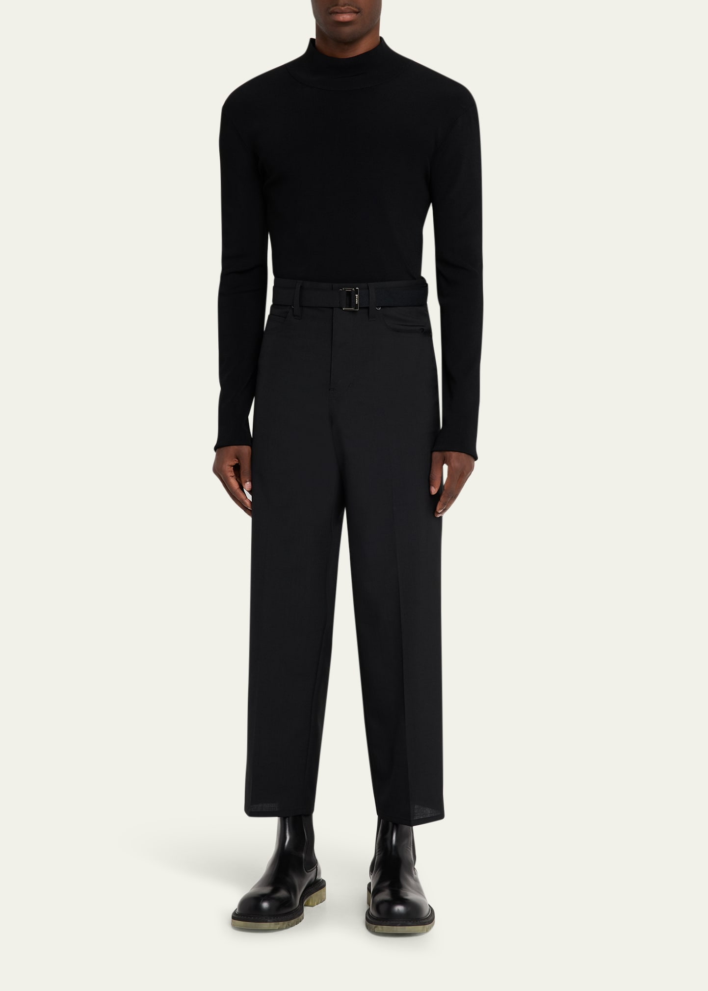 Men's Belted Poly-Wool Suiting Pants - 2
