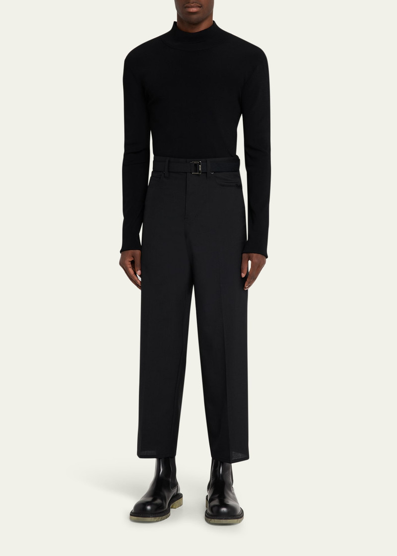 sacai Men's Belted Poly-Wool Suiting Pants outlook