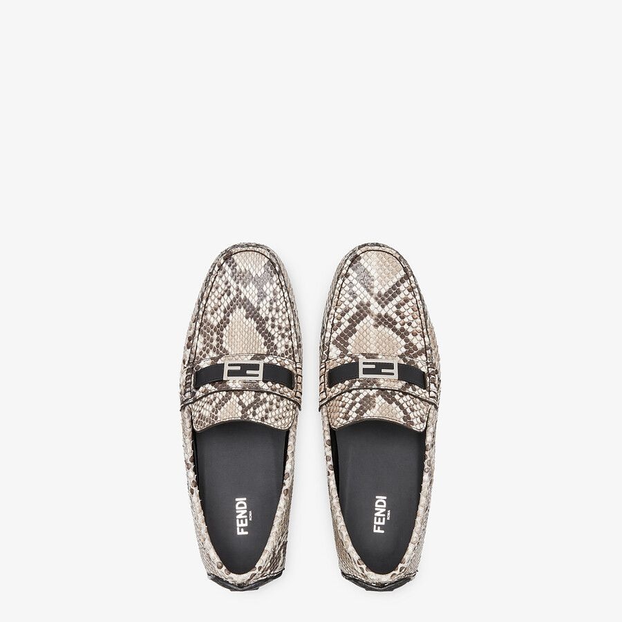 Beige python leather drivers - 4