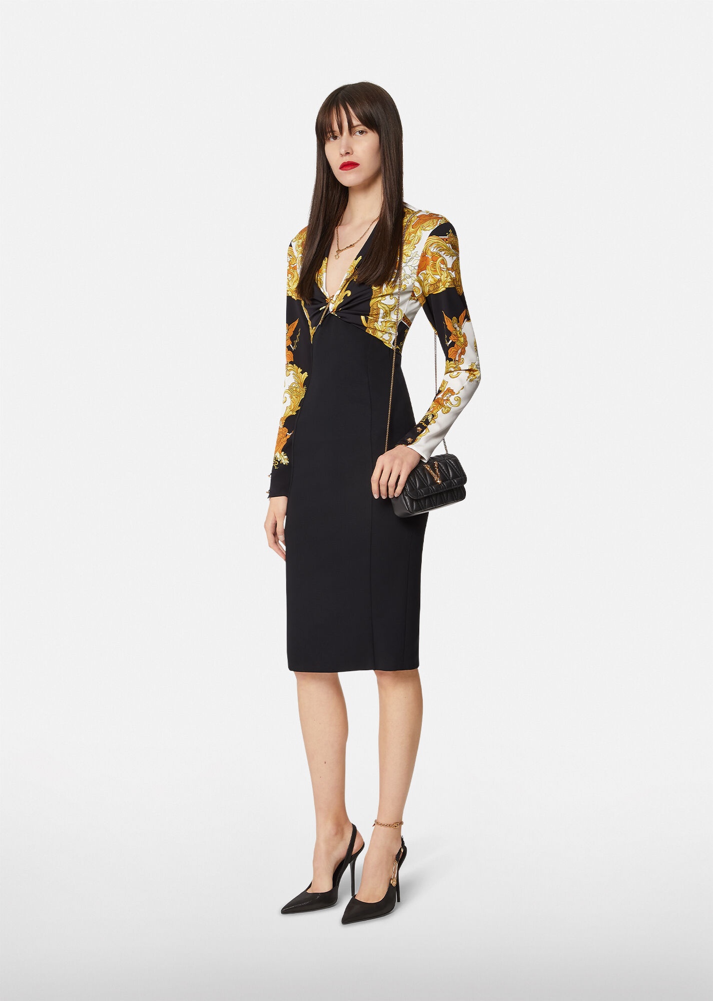 Medusa Renaissance Print Georgette Dress - 4