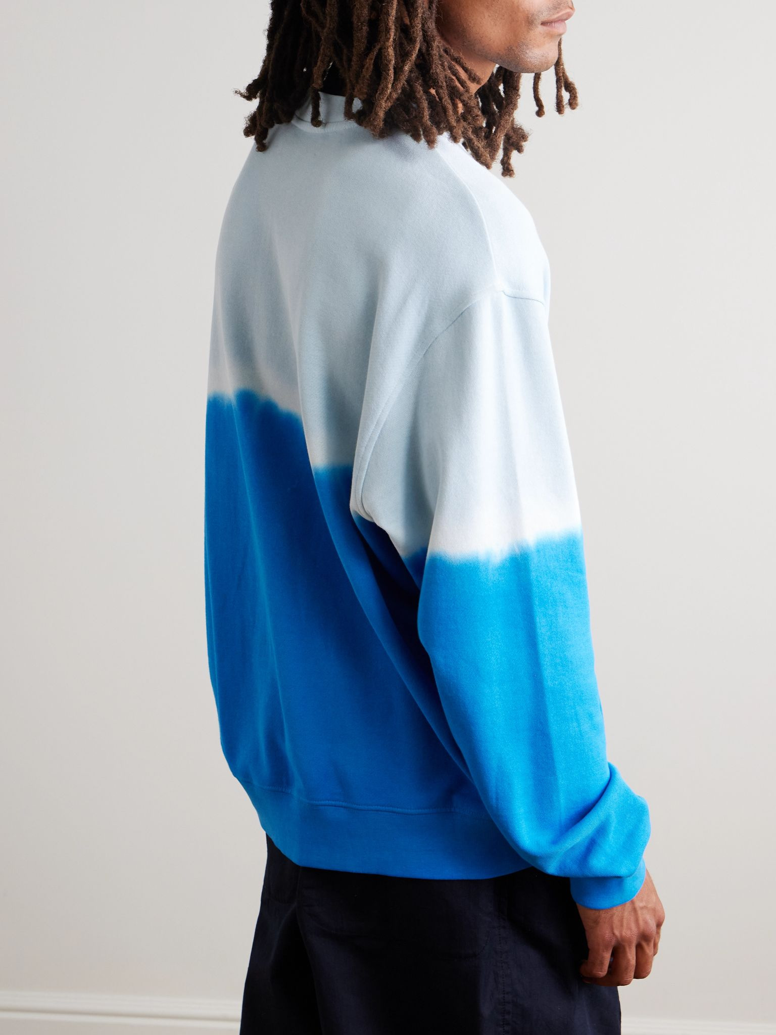Embroidered Tie-Dyed Cotton And Cashmere-Blend Jersey Sweatshirt Blue - 3