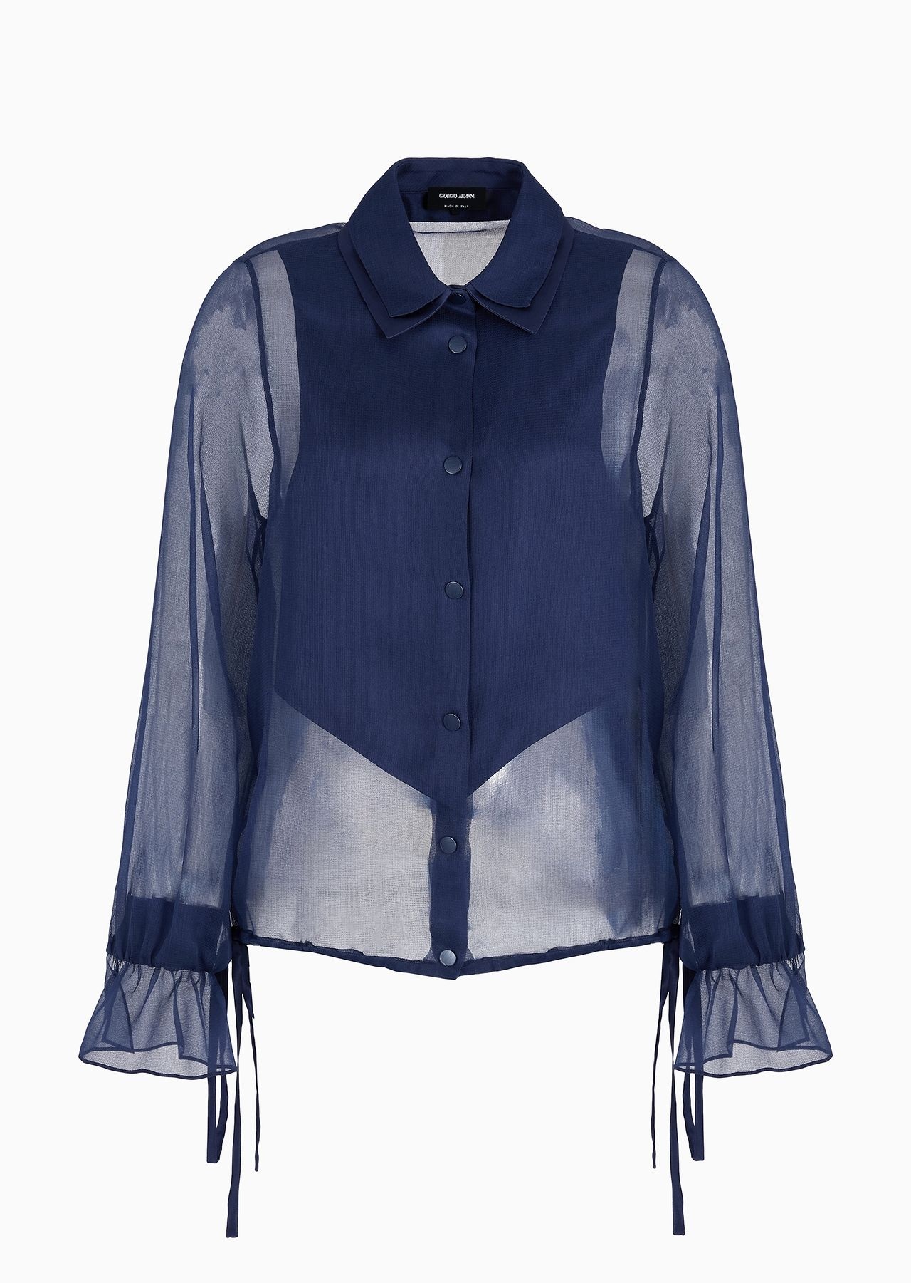 Silk organza shirt with plastron - 1