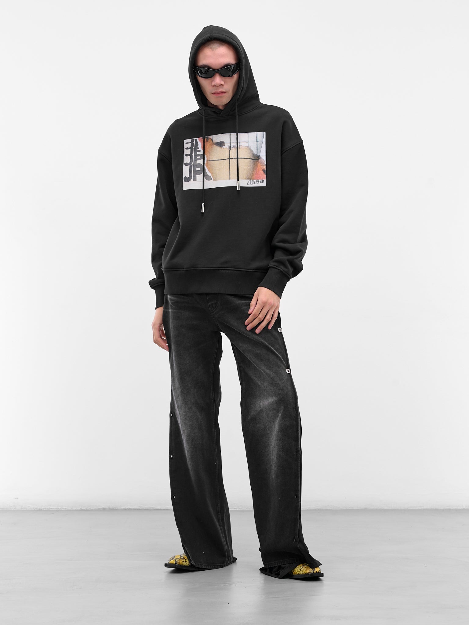 Black Fire Graphic Cotton Hoodie - 6