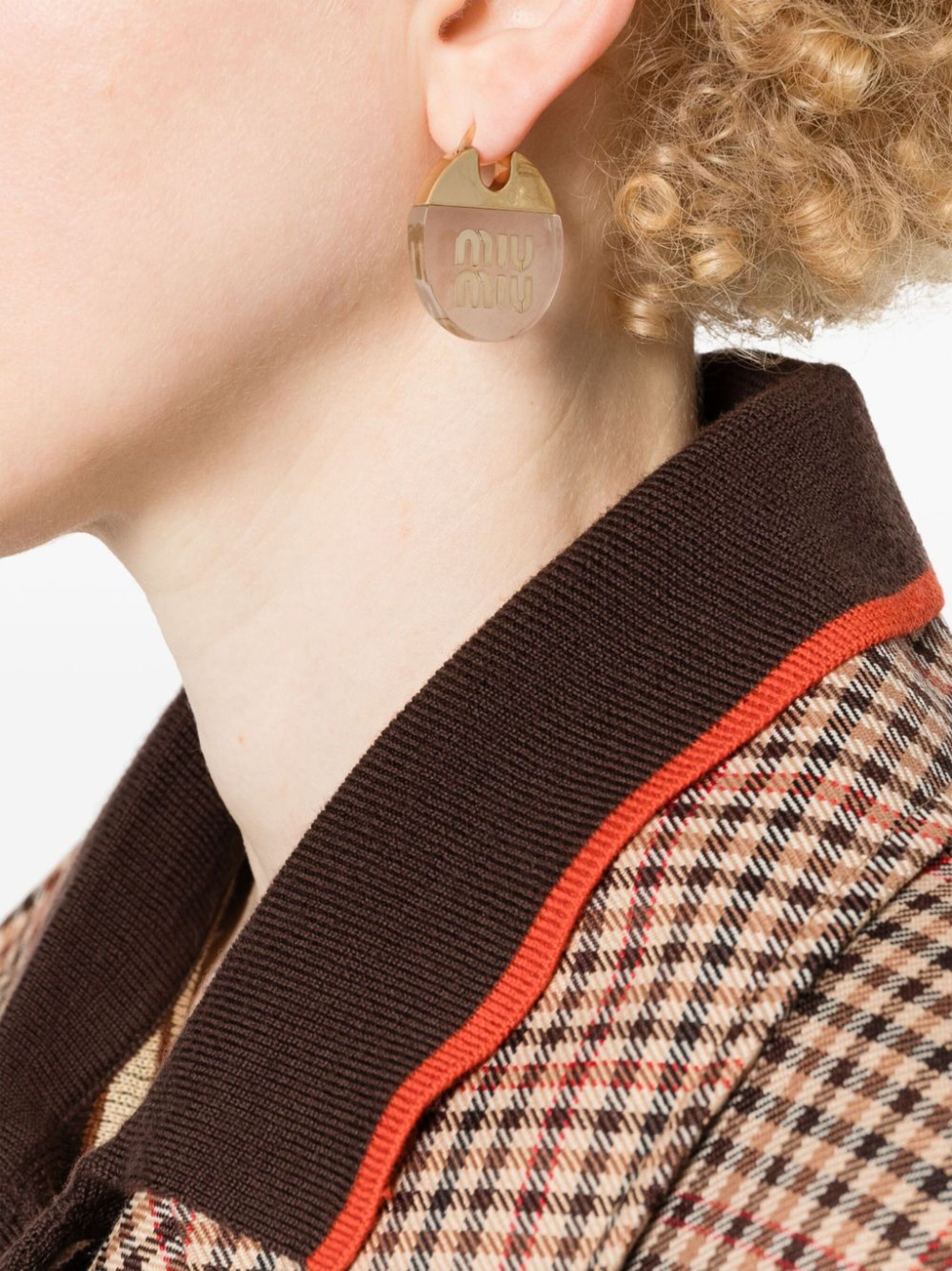 logo-lettering circular earrings - 2
