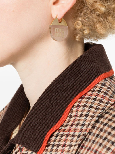 Miu Miu logo-lettering circular earrings outlook