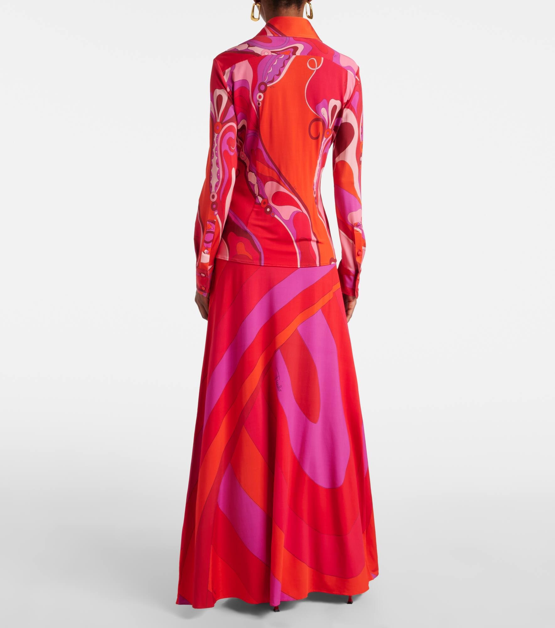 Orchidee jersey satin shirt - 3