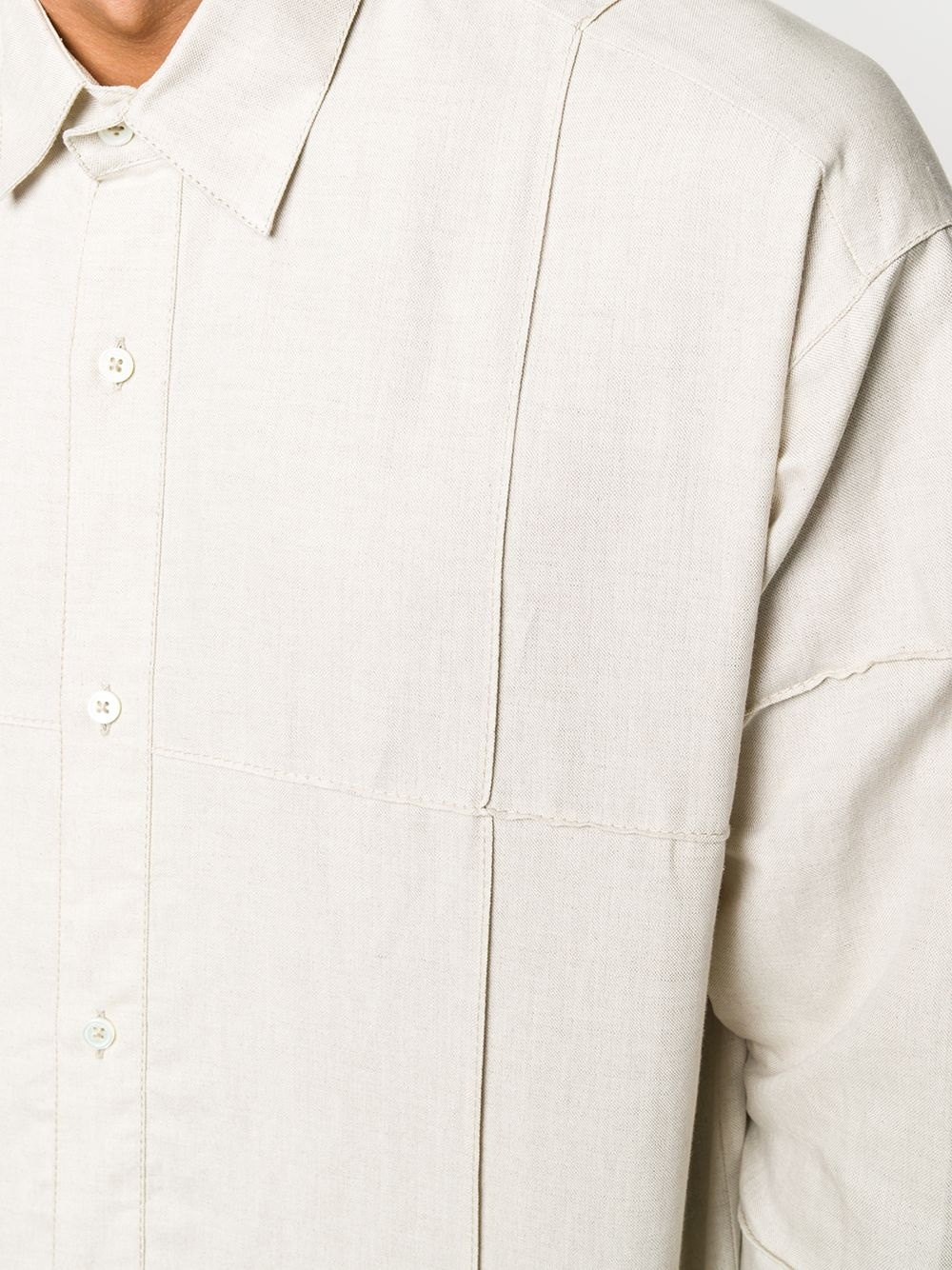 stitch-detail linen shirt - 5