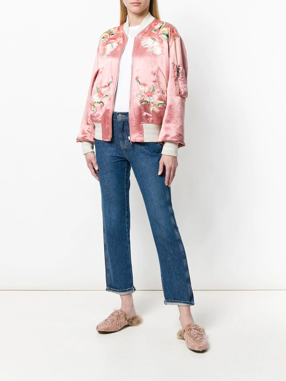 floral embroidered bomber jacket - 2