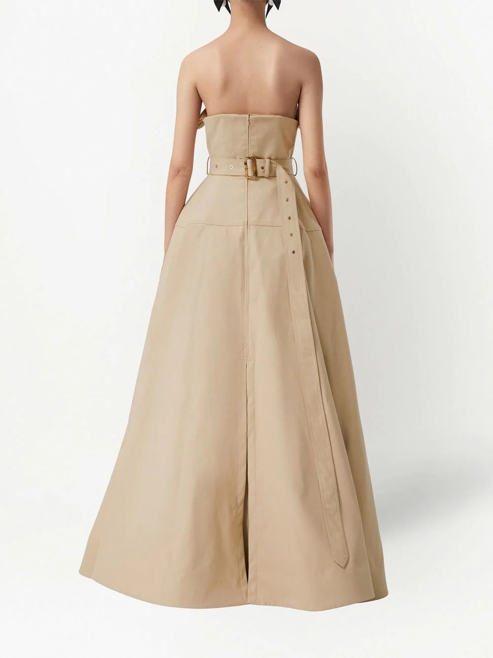 gabardine belted trench gown - 3