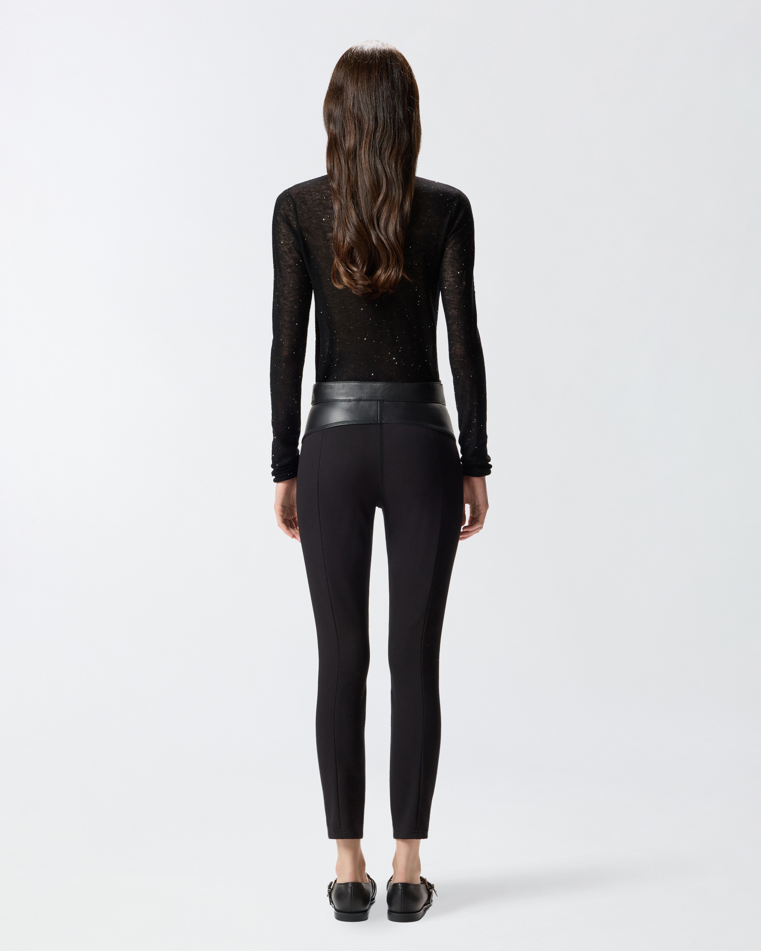 LEATHER AND STRETCH FABRIC TROUSERS - 4