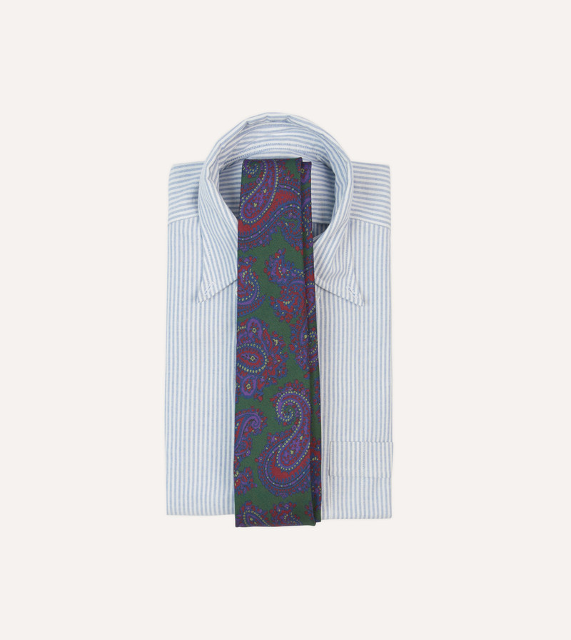 Drake's Green Large Paisley Print Madder Silk Self-Tipped Tie outlook