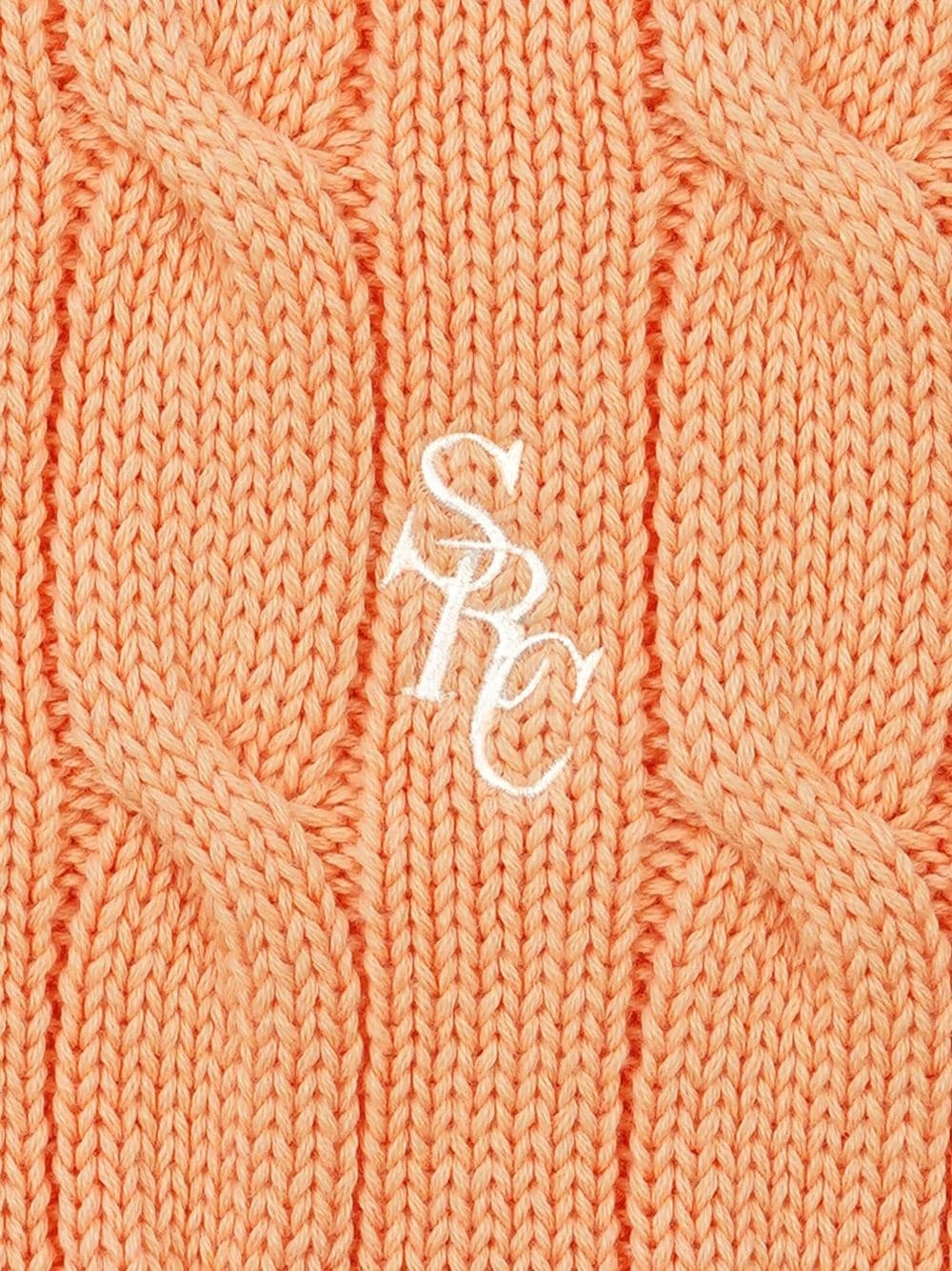 logo-embroidered cable-knit jumper - 3
