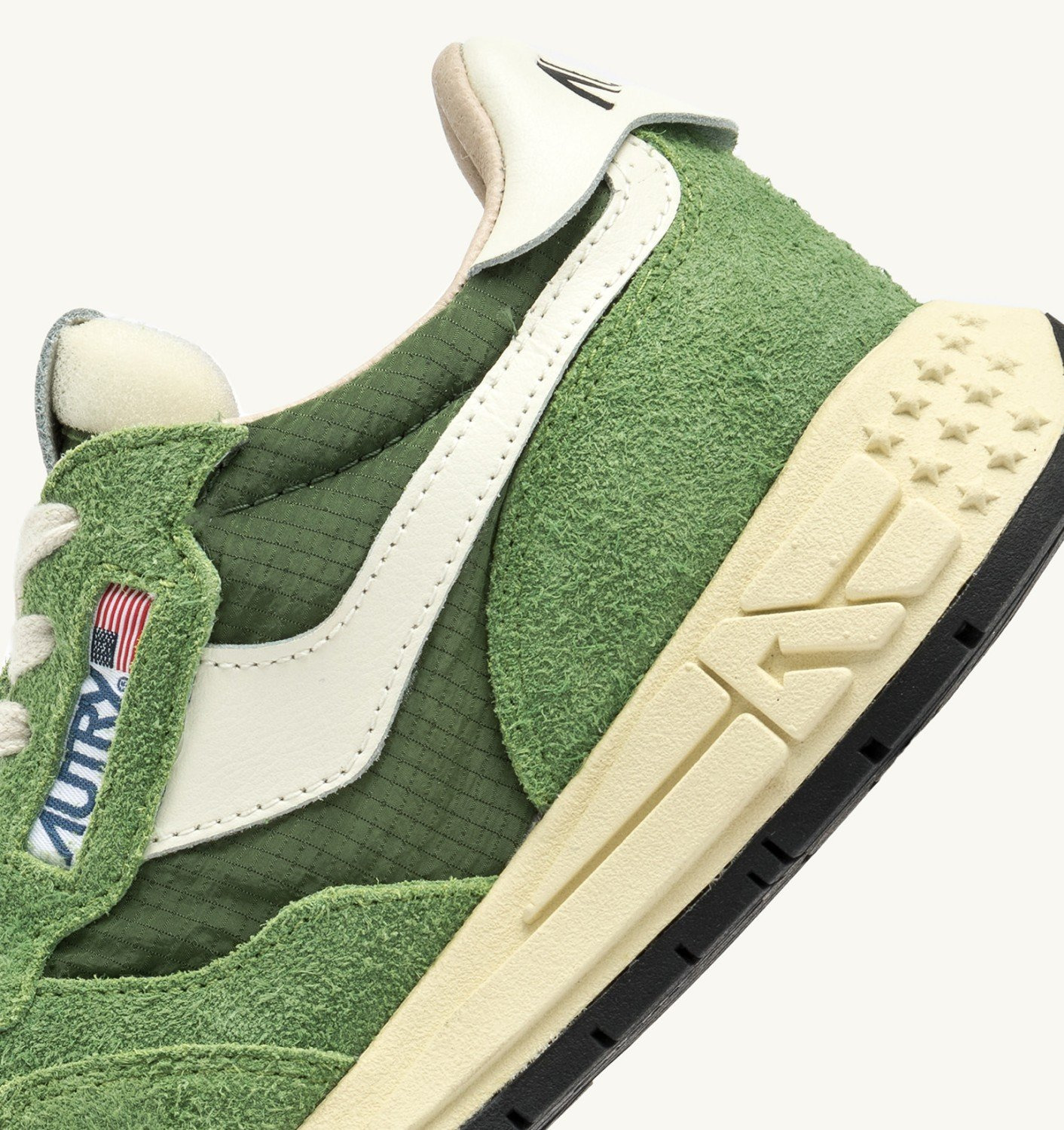 REELWIND LOW SNEAKERS IN MILITARY GREEN AND MARSHMALLOW NYLON AND SUEDE - 6