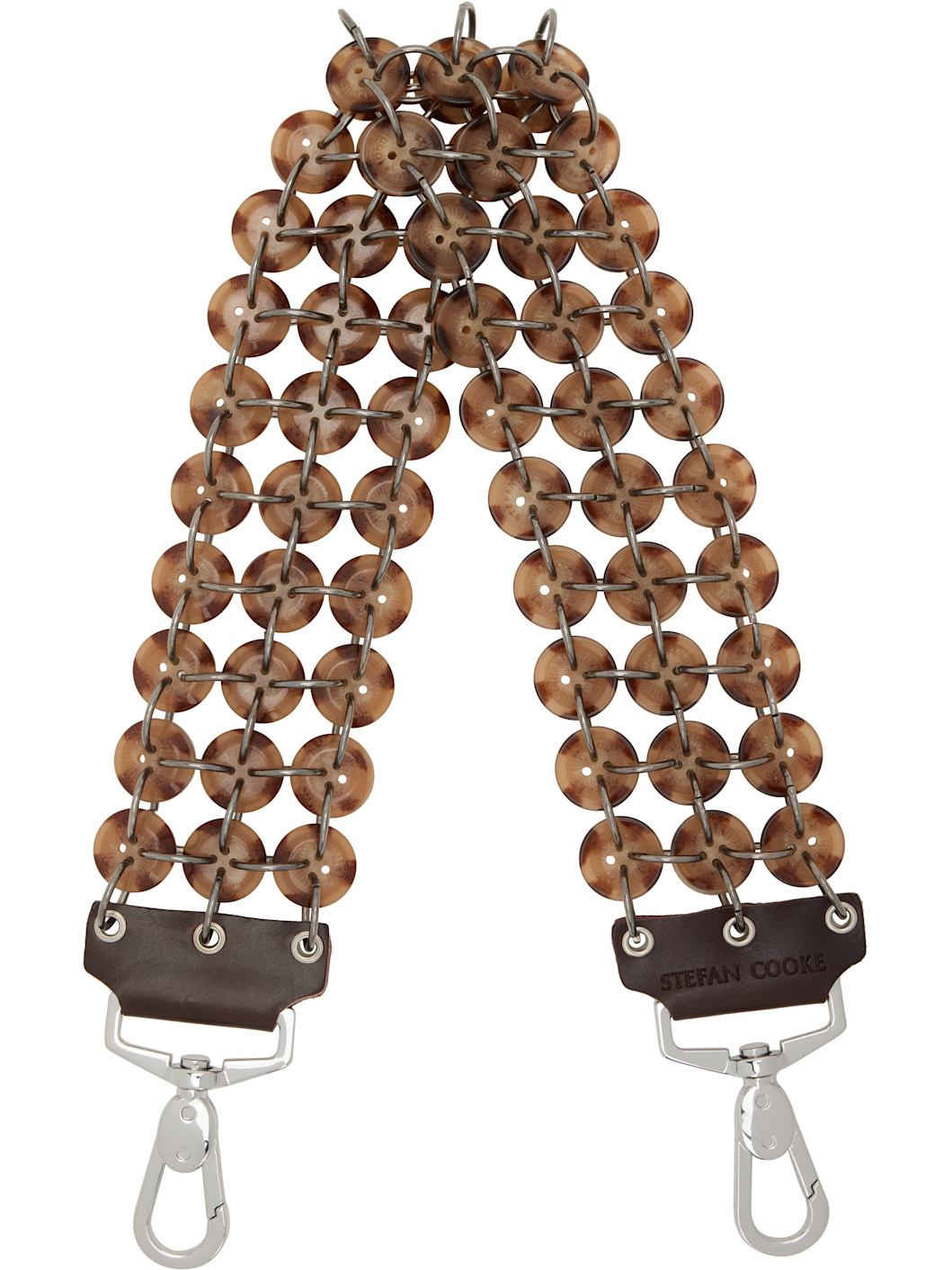 Brown Short Button Bag Strap - 2