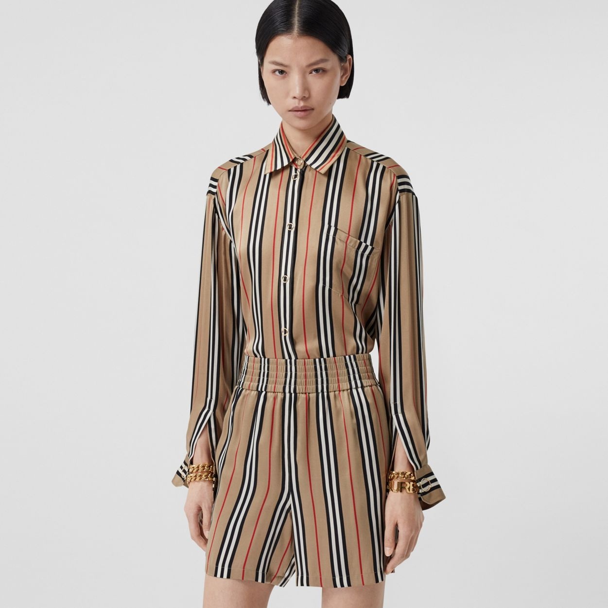 Icon Stripe Silk Shirt - 2