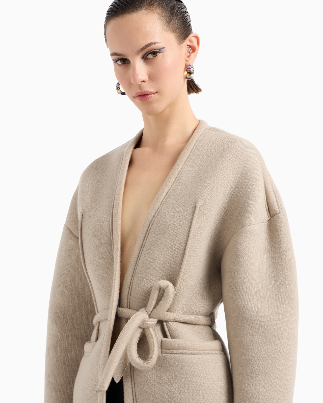 SINGLE-BREASTED JACKET IN VISCOSE AND CASHMERE JERSEY - 5