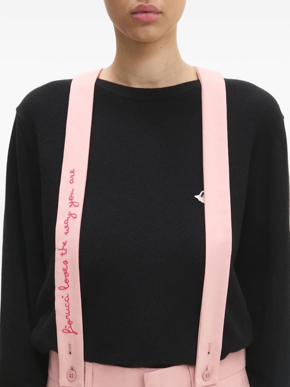 wool embroidered-strap trousers - 4