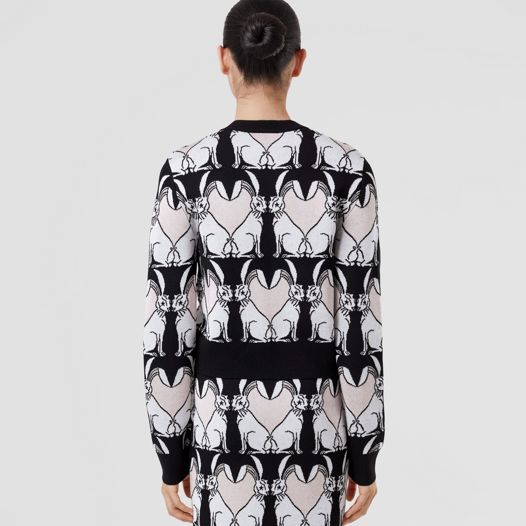 Rabbit Viscose and Wool Blend Jacquard Cardigan - 3