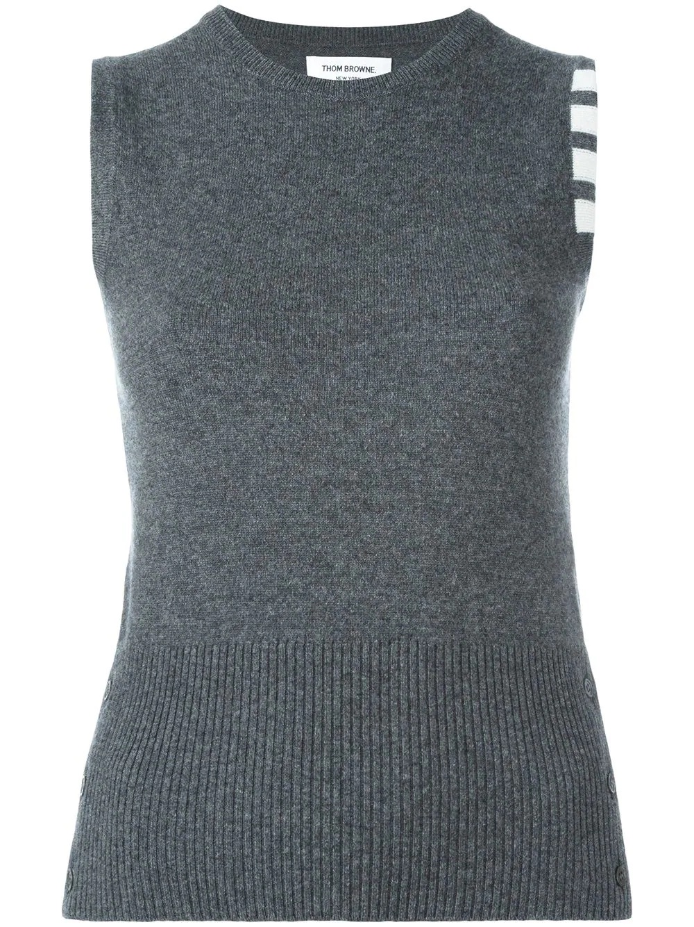 Sleeveless crew neck Shell Top With 4-Bar Stripe In Medium Grey Cashmere - 1