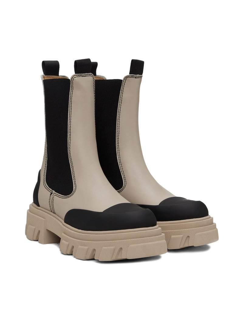 Taupe Cleated Mid Chelsea Boots 4