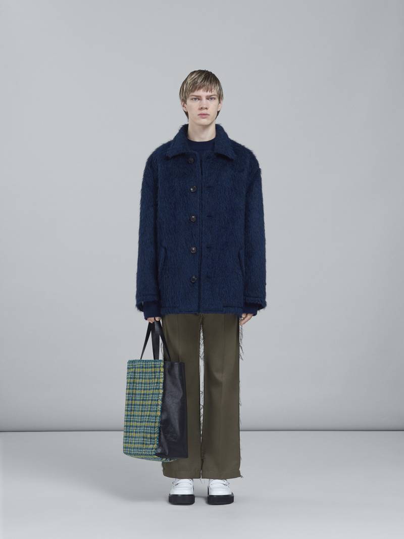 Marni MUSEO SOFT LARGE BAG IN GREEN CHECK FABRIC outlook