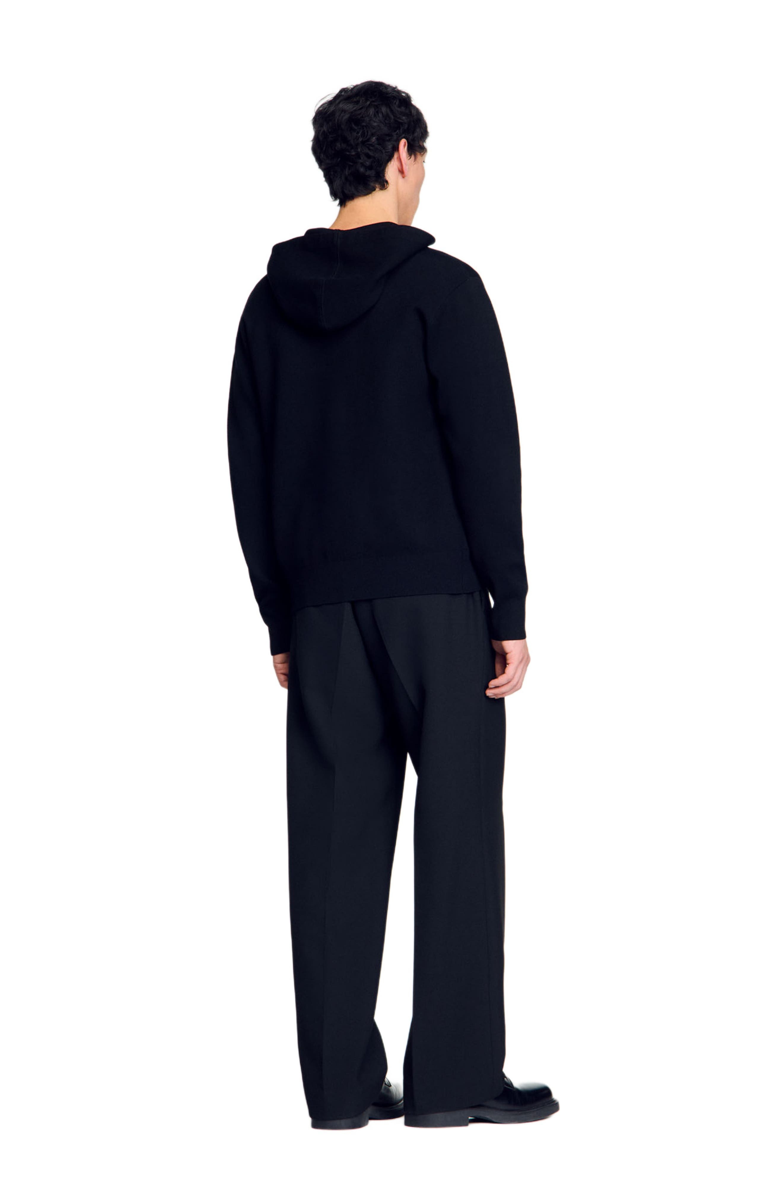 SANDRO Zip-up cardigan with snake detail in Black at Nordstrom - 3