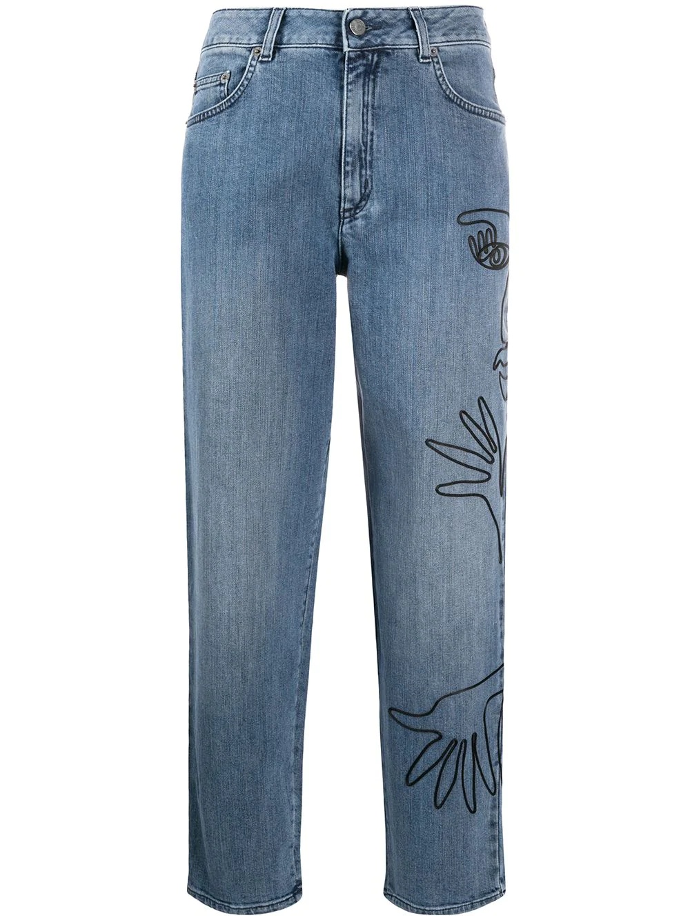 cornley embroidered cropped jeans - 1