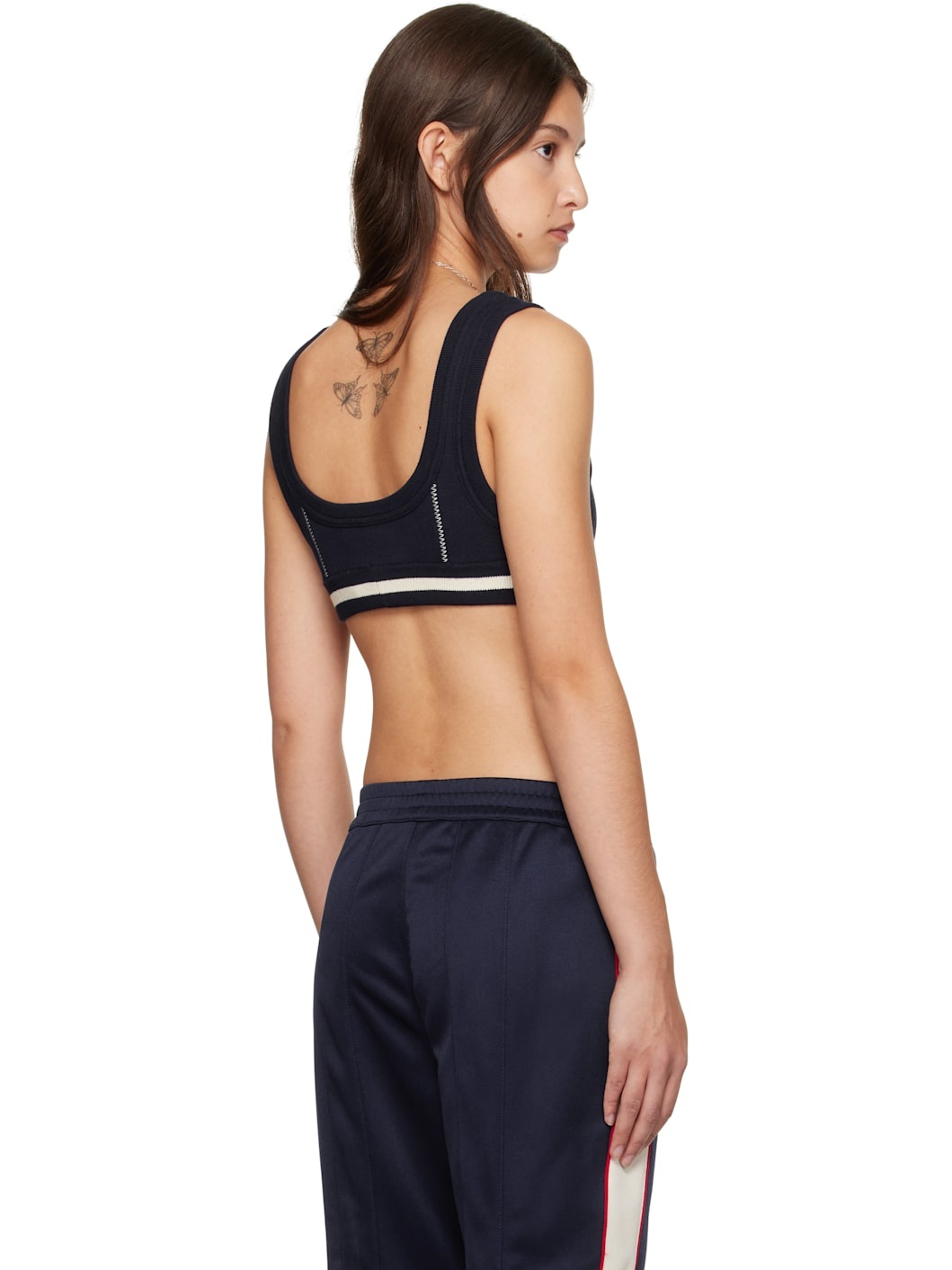 Navy Contrast Stitch Bra Top - 3