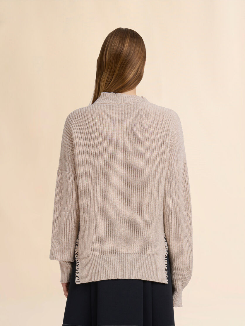 OAT MOULINÉ WOOL SWEATER WITH MARNI MENDING - 3