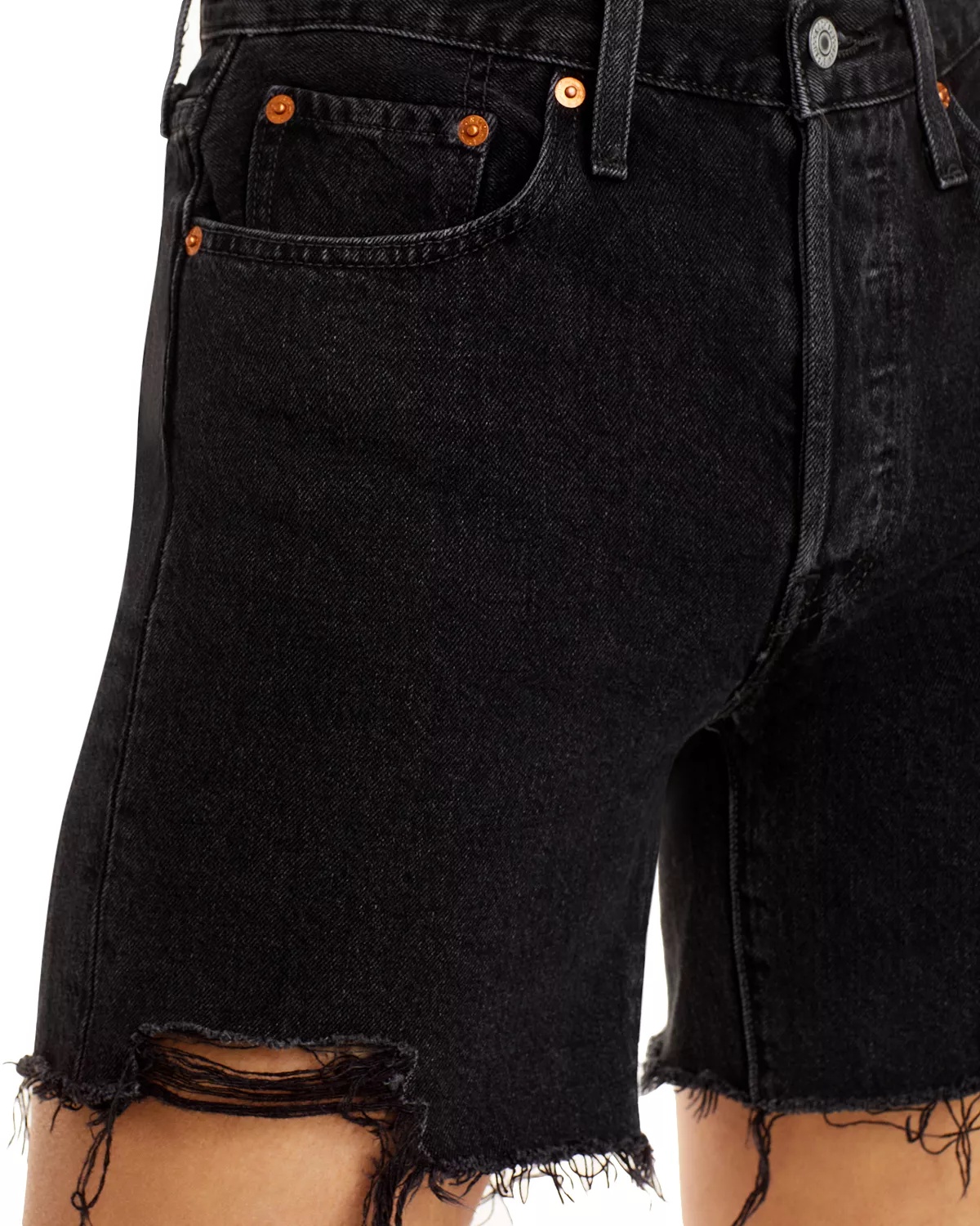 501 Mid Thigh Denim Shorts in Lunar Black - 13