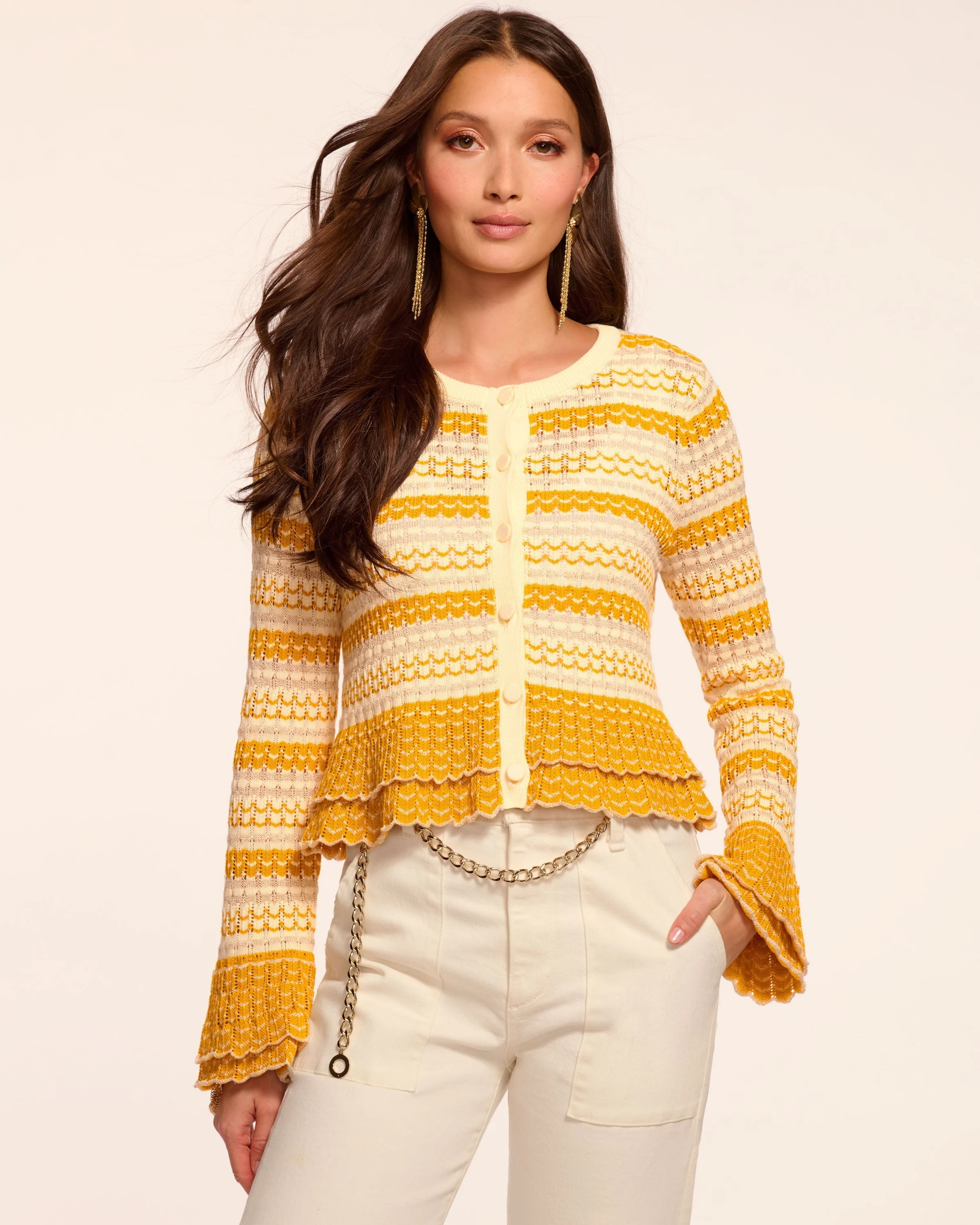 Brit Ruffled Cardigan Sweater - 1
